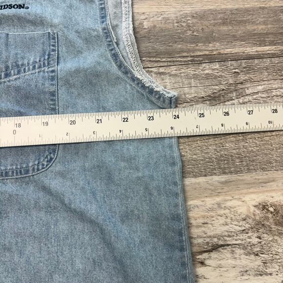 Vintage Y2K Harley Davidson Police Motorcycles Blue Denim Men L Sleeveless Shirt - Picture 5 of 7